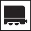 Symbol of a caravan in a square black frame.