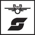 'A black logo with a stylised letter S. Above it is an emblem with wings and the letter sequence B.B.'