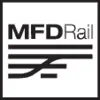 Logo with the text 'MFDRail' above stylised, horizontal lines on a black background.