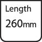 'Length 260 mm' is shown on a sign within a rectangular frame.