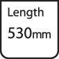 Sign shows text: Length 530 mm