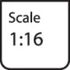 'Scale 1:16' is written on a white, rectangular sign.
