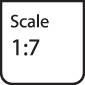 Label 'Scale 1:7', black on white background, indicating the scaling factor.