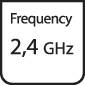 Symbol with the inscription 'Frequency 2.4 GHz', indicates the operating frequency range.