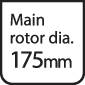 White background with the inscription 'Main rotor ø 175 mm'.