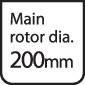 'Main rotor ø 200mm' in a square frame.