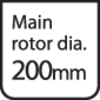 'Main rotor ø 200mm' in a square frame.