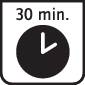 A symbol shows a stylised clock in a circle, positioned at approximately 11:50, with the text '70 min.' above it.