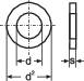 Technical drawing of a washer: shows front view and cross-section with dimensions 'd' and 's' for diameter and thickness.