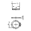 Technical drawing of an electric button cell. Shows top view and side view with dimensions.