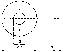 A small circle with radius r with an arrow pointing up and to the right, and a dotted line to the centre.