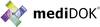 'mediDOK' logo with a colourful, overlapping square pattern on the left.