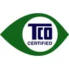 'TCO Certified' logo: White circle with a dark green outline, 'TCO CERTIFIED' text in blue in the centre.