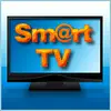 A television displays the text 'Smart TV' in orange on a blue background.