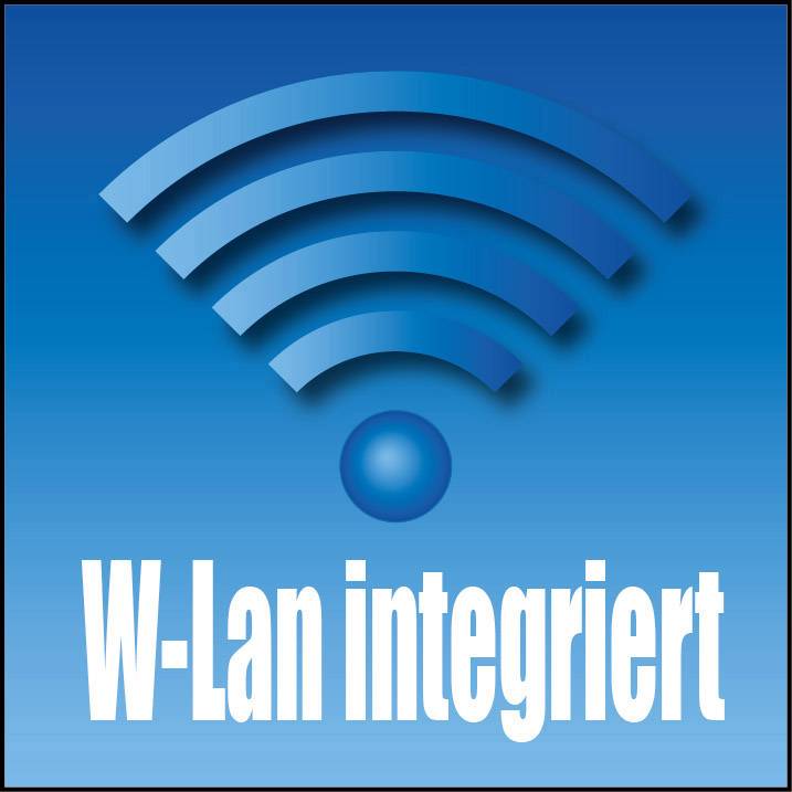 Wi-Fi symbol over a blue background, with the text 'Wi-Fi integrated' underneath.