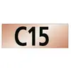 'C15' is written in large black lettering on a rectangular orange background.