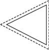 A triangle with a fixed contour, a dotted line forms a larger triangle pointing outwards.