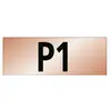 The image shows a rectangle with an orange gradient and the black text 'P1' in the centre.