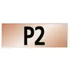 The image shows a rectangular sign with the inscription 'P2' in black lettering on an orange background.