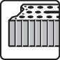 A symbol shows a porous brick with cylindrical holes on the top surface and vertical grooves along the sides.