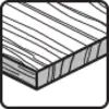 A schematic representation of a wooden board with visible wood grain and suggested texture.