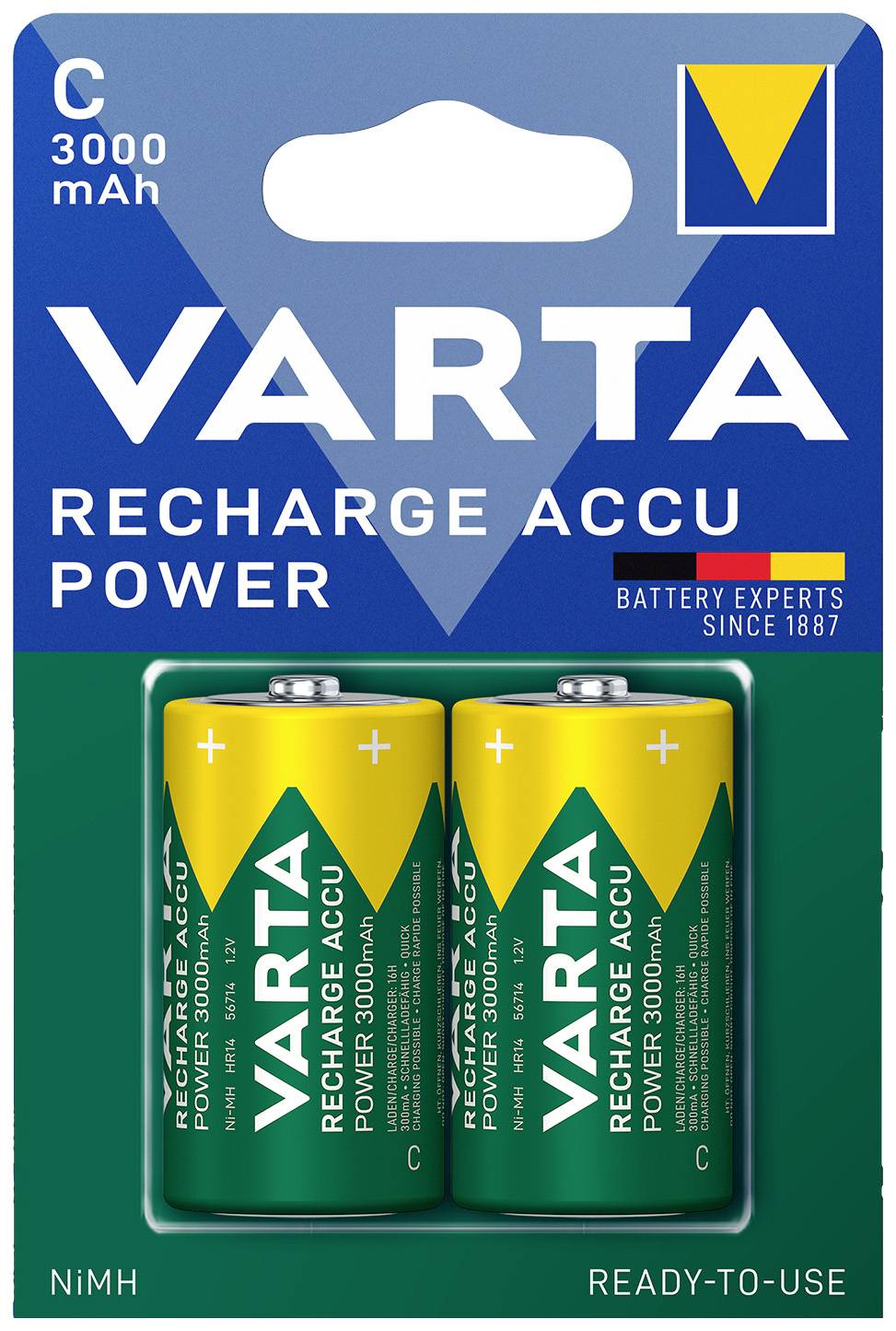 Varta RECH.AC.Power C3000mAh BLI2 Pila Baby (tipo C) NiMH 3000 mAh 1.2 V 2 ST-0
