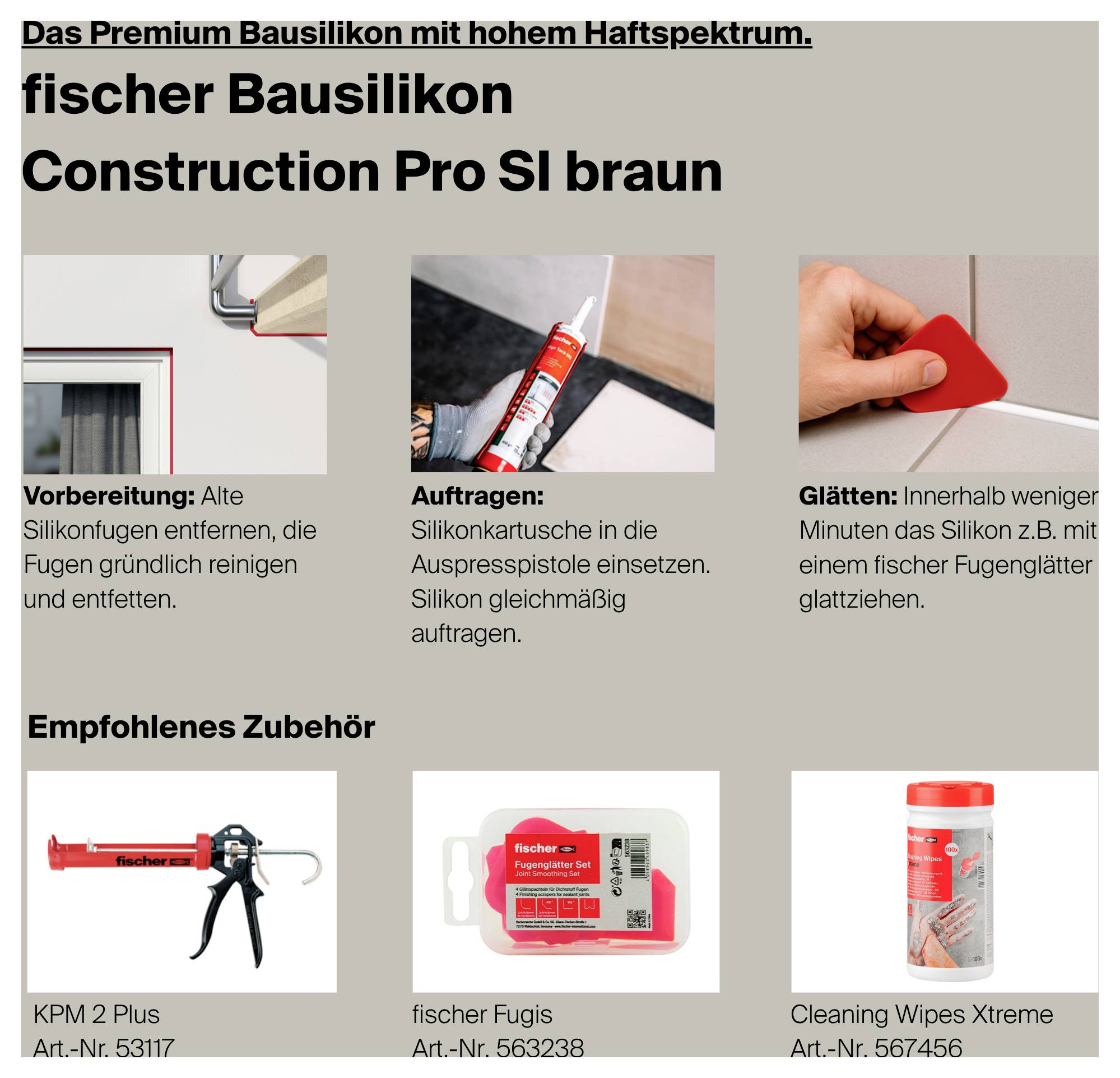 Fischer DBSA Silicona para construcción Color del fabricante Marrón 053093 310 ml-11