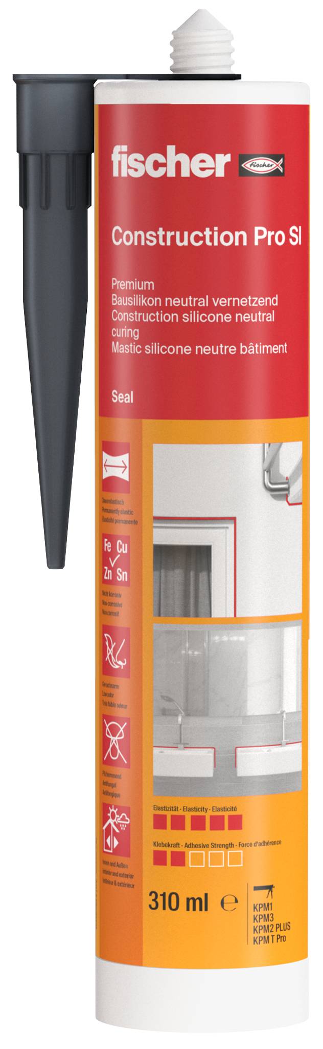 Fischer DBSA Silicona para construcción Color del fabricante Gris pizarra 512213 310 ml-2