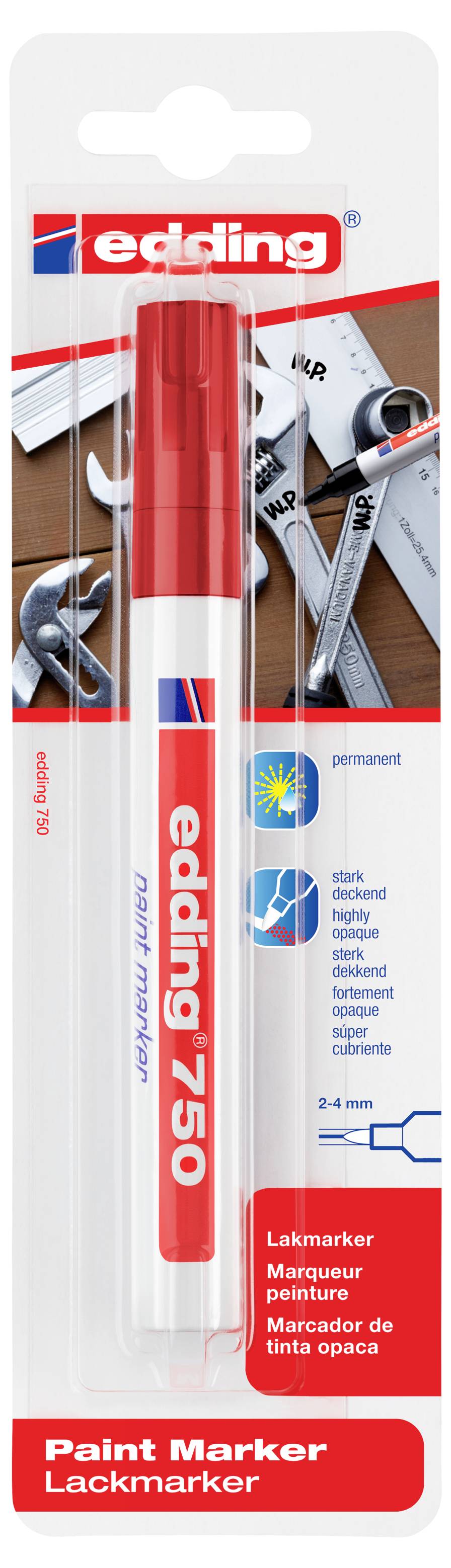 Edding E-750 4-750-1-3002 Marcador de pintura Rot 2 mm, 4 mm-1