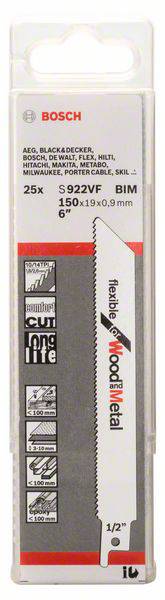 Bosch Accessories 2608657558 Longitud de la hoja de sierra 150 mm 25 ST-1