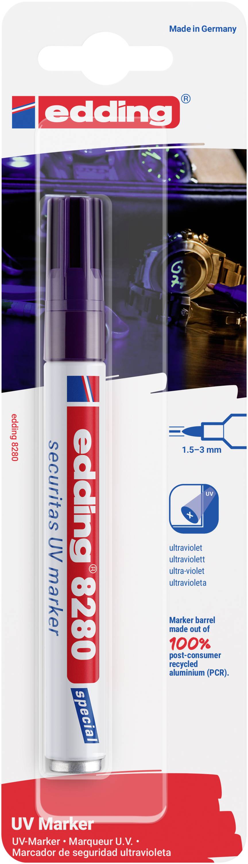 Edding 8280 4-8280-1-1100 Marcador UV Incoloro 1.5 mm, 3 mm