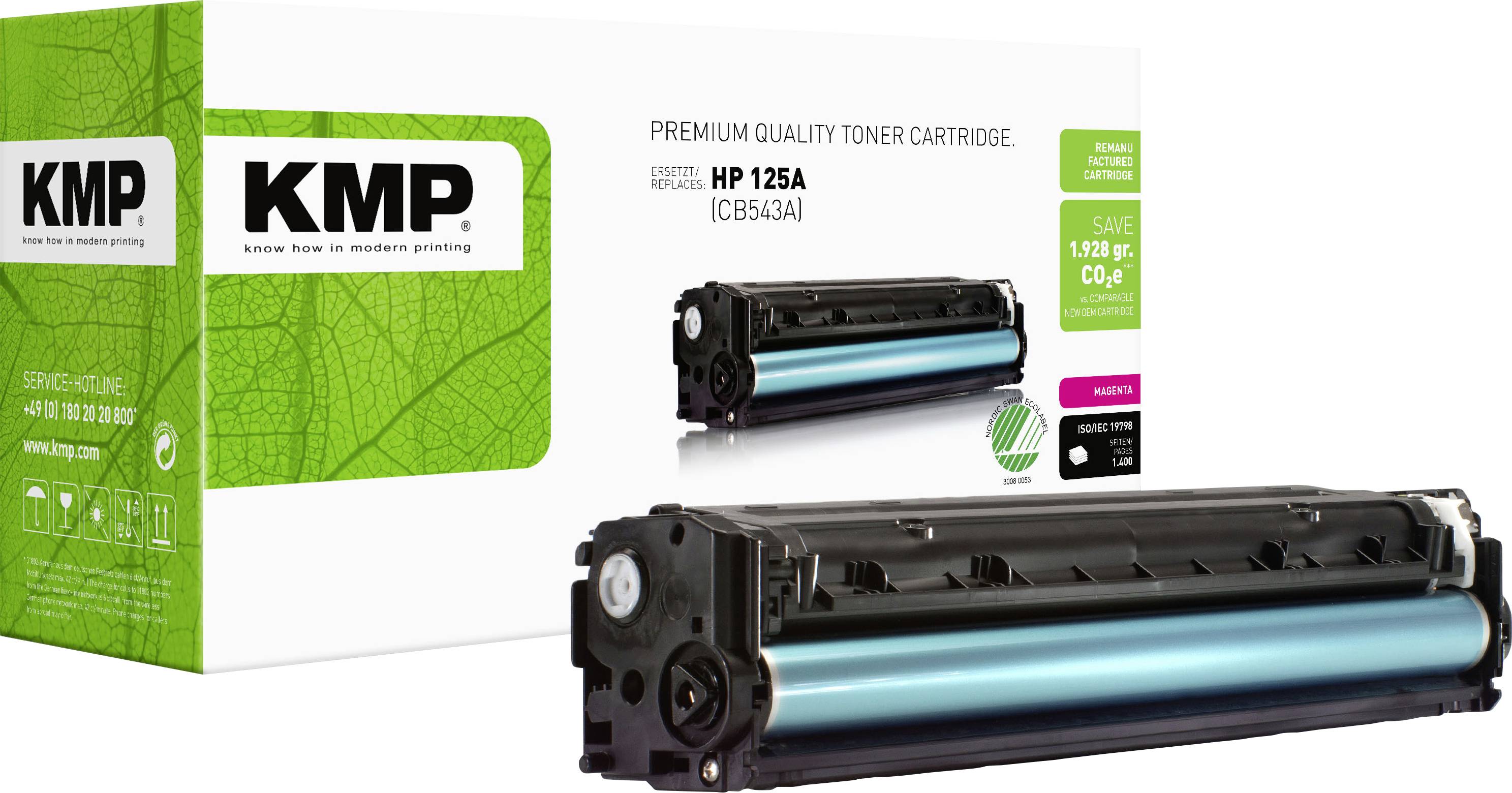 KMP H-T115 Tóner replaced HP 125A, CB543A Magenta 1400 Lados Compatible Cartucho de tóner