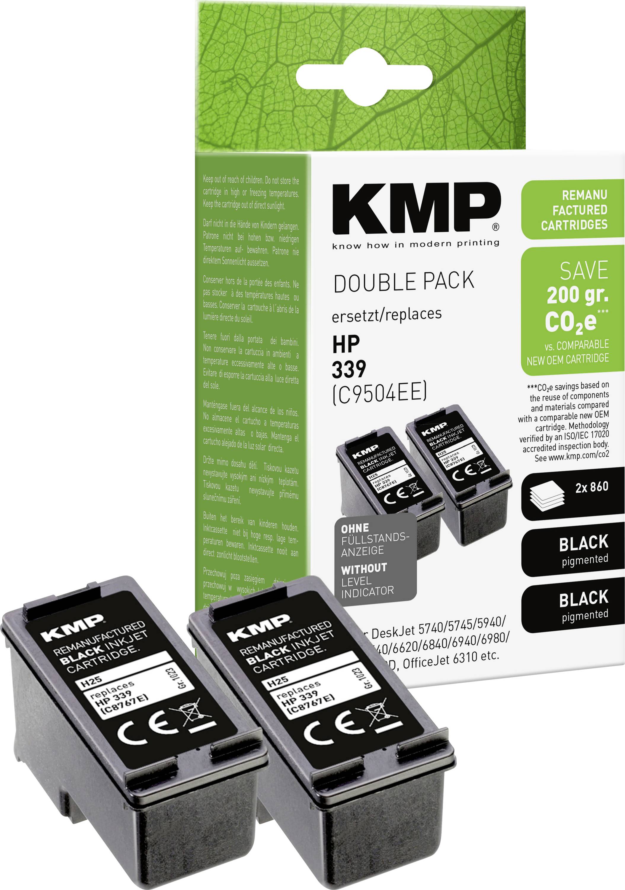 KMP Ink reemplaza HP 339, C8767E Compatible Dual Negro H25D 1023,4021-0