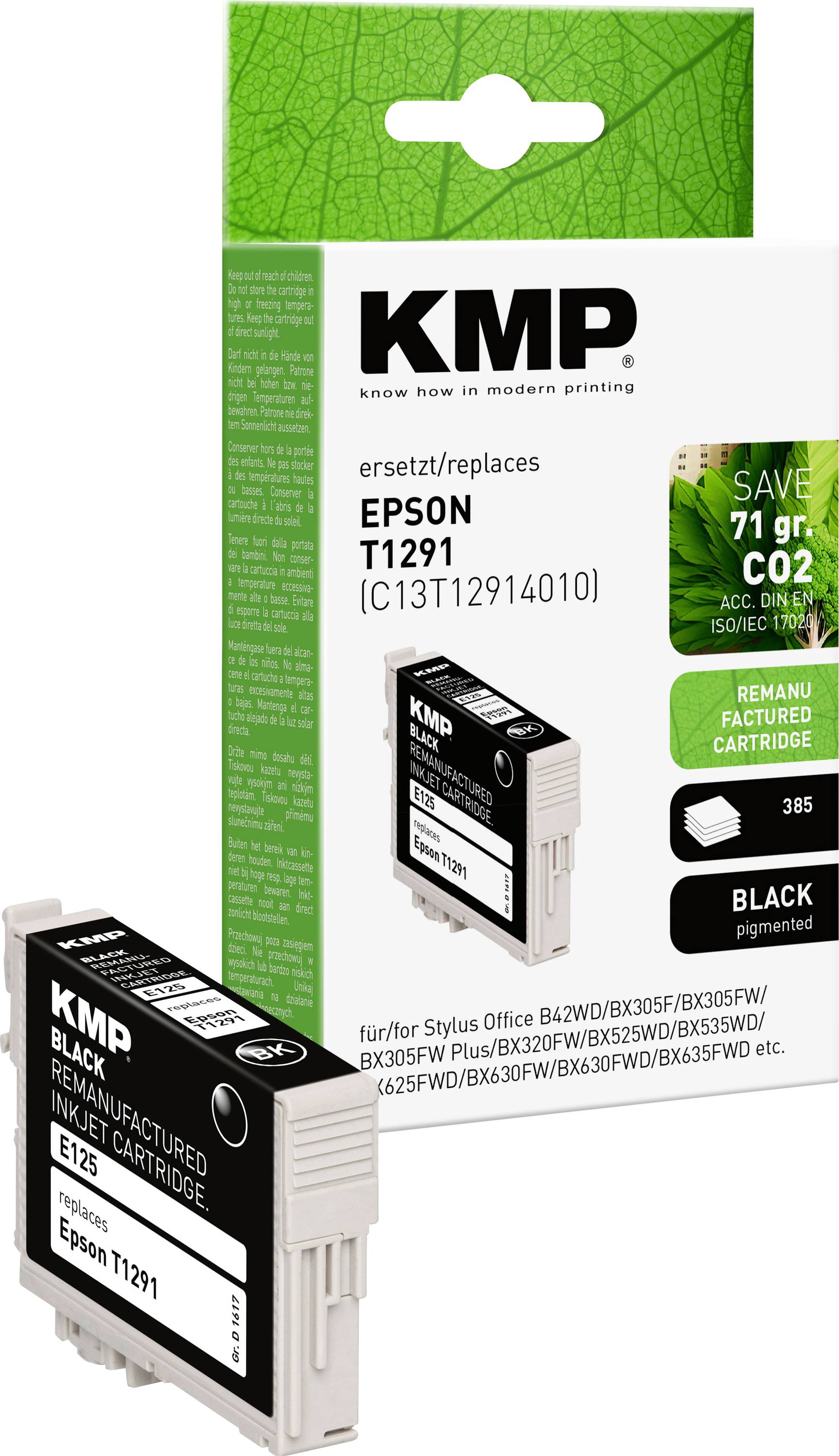 KMP Ink reemplaza Epson T1291 Compatible Negro E125 1617,0001-0
