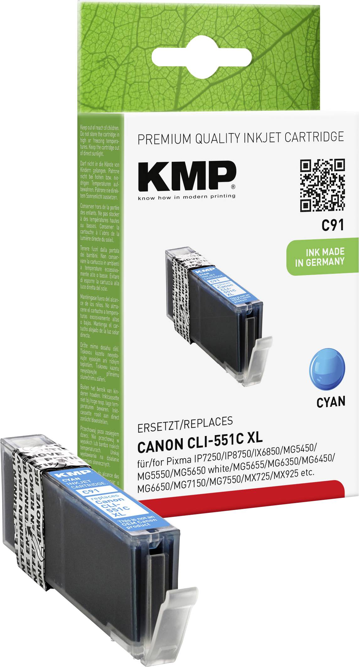 KMP Ink reemplaza Canon CLI-551C XL Compatible Cian C91 1519,0003