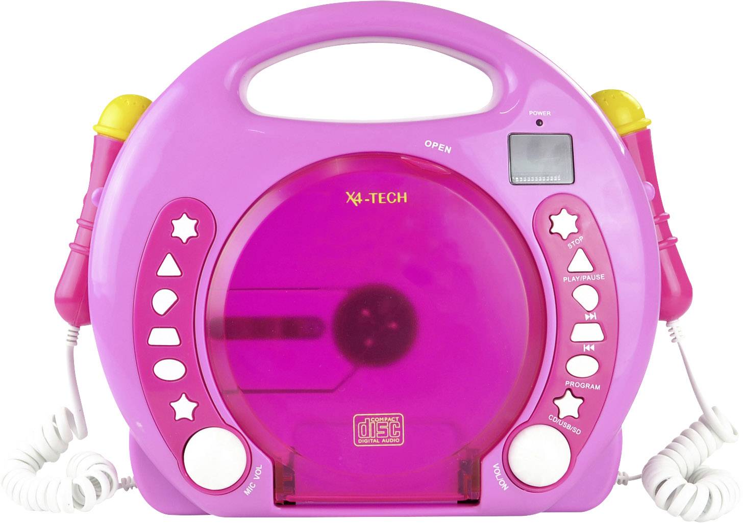 X4 Tech Bobby Joey Reproductor de CD infantil CD, SD, USB Micrófono incluido Rosa-0