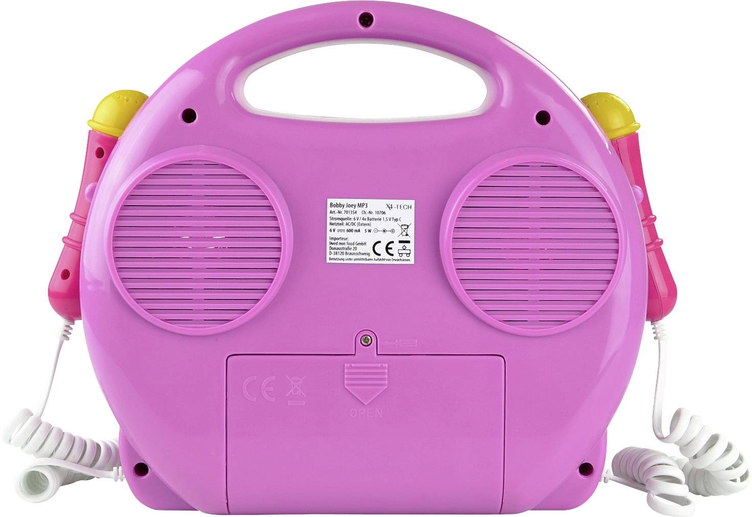 X4 Tech Bobby Joey Reproductor de CD infantil CD, SD, USB Micrófono incluido Rosa-3