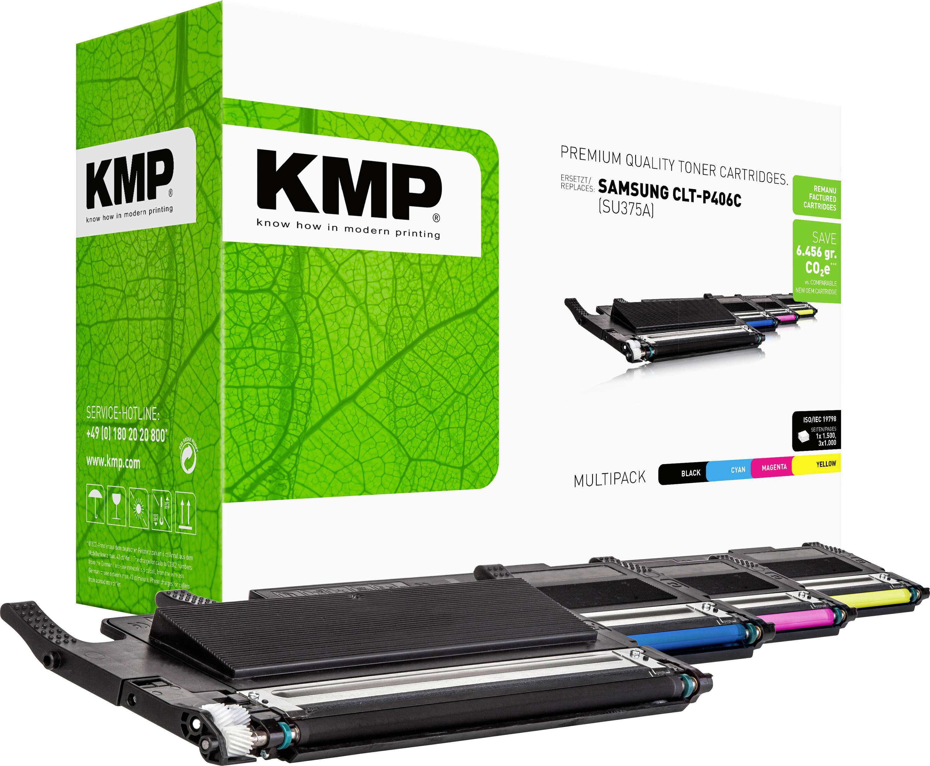 KMP Cartucho de tóner reemplaza Samsung CLT-P406C, CLT-K406S, CLT-C406S, CLT-M406S, CLT-Y406S Compatible Negro, Cian, Magenta, Amarillo 1500 Lados SA-T53V