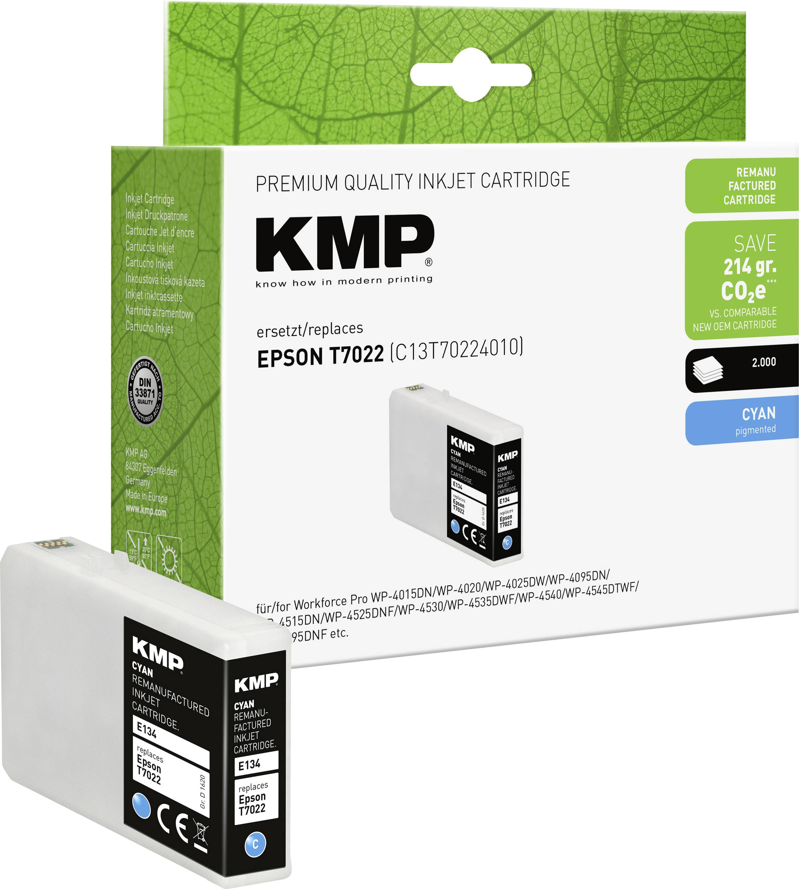 KMP Ink reemplaza Epson T7022 Compatible Cian E134 1620,4003-0