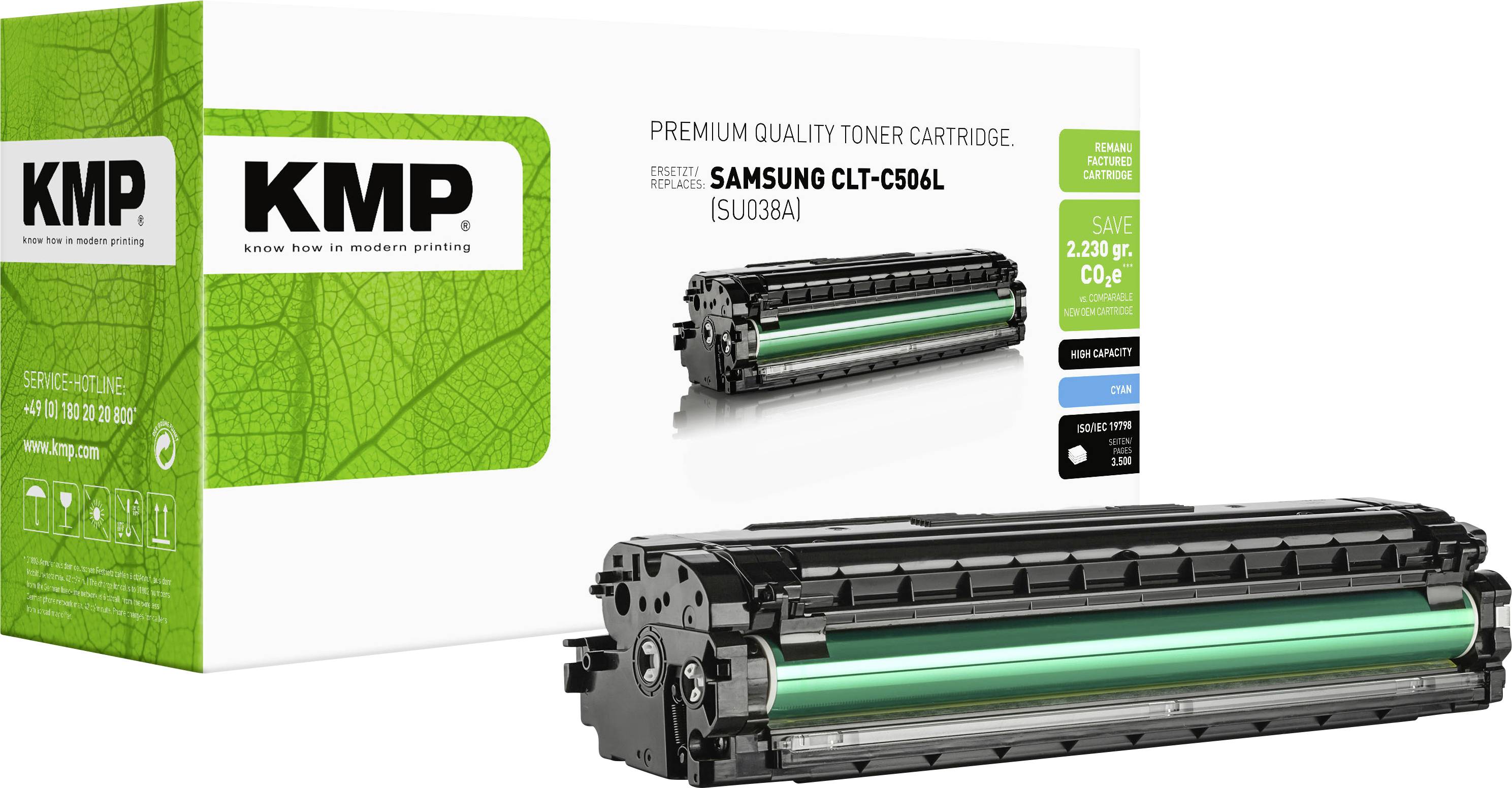 KMP Tóner Compatible reemplaza Samsung CLT-C506L Cartucho de tóner Cian 3500 Lados SA-T65-0