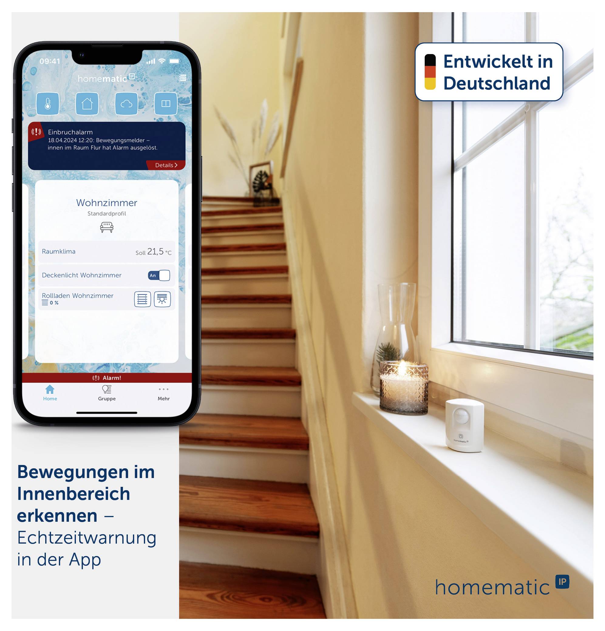 Homematic IP Radiotransmisión Detector de movimiento HmIP SMI-1