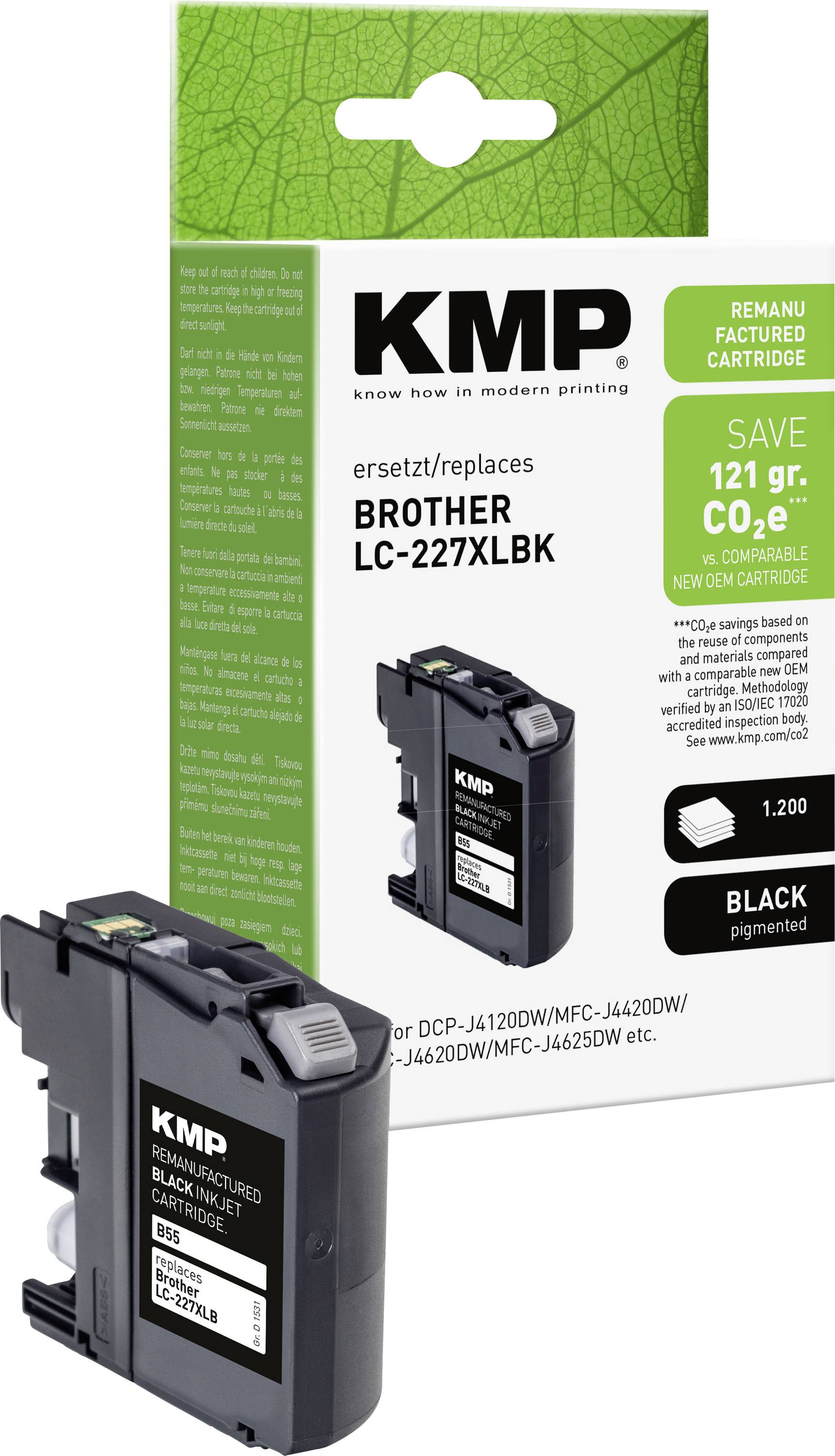 KMP Ink reemplaza Brother LC-227XLBK Compatible Negro B55 1531,4001-0