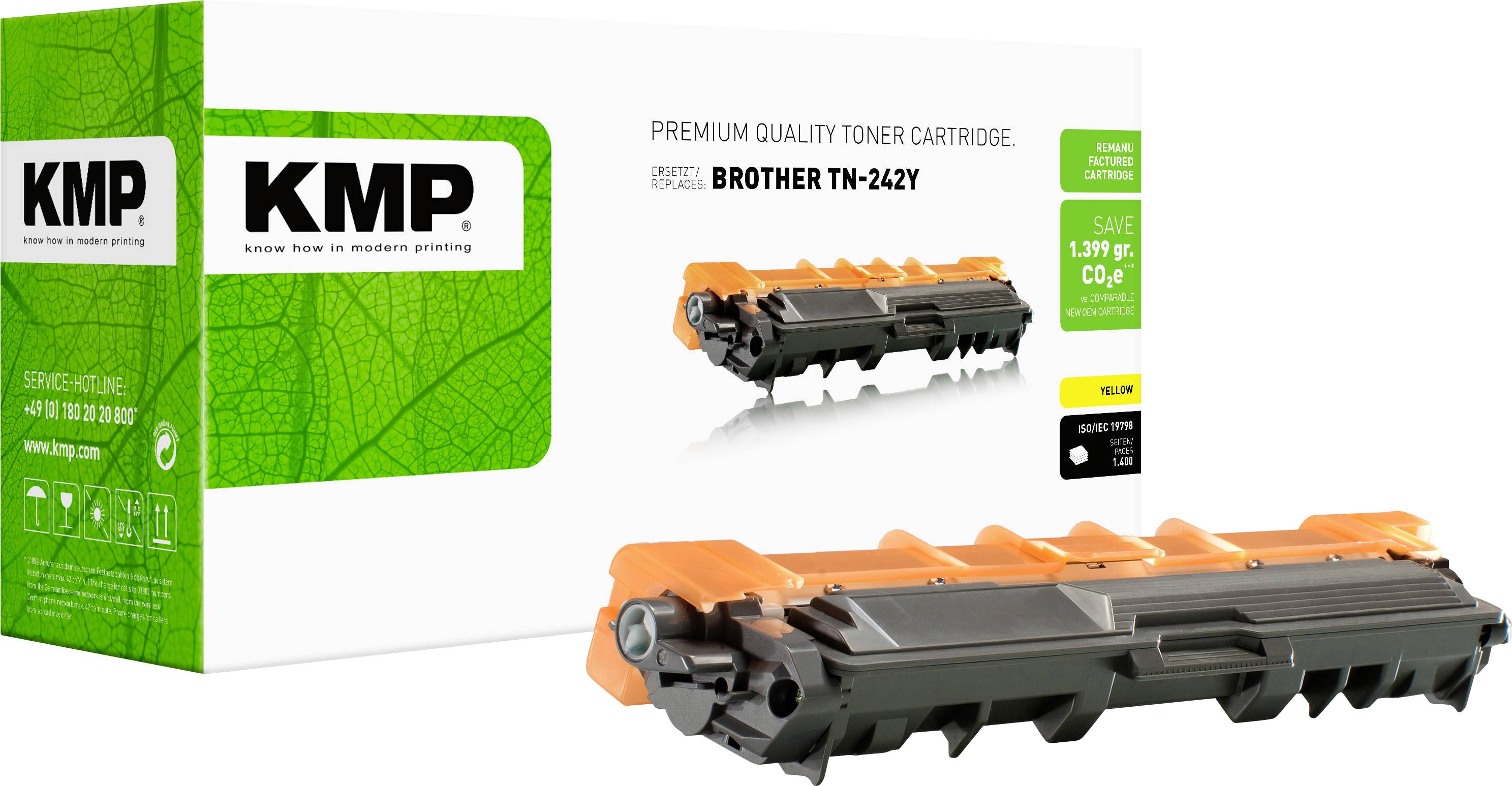 KMP Tóner reemplaza Brother TN-242Y, TN242Y Compatible Amarillo 1400 Lados B-T60A 1248,0009-0