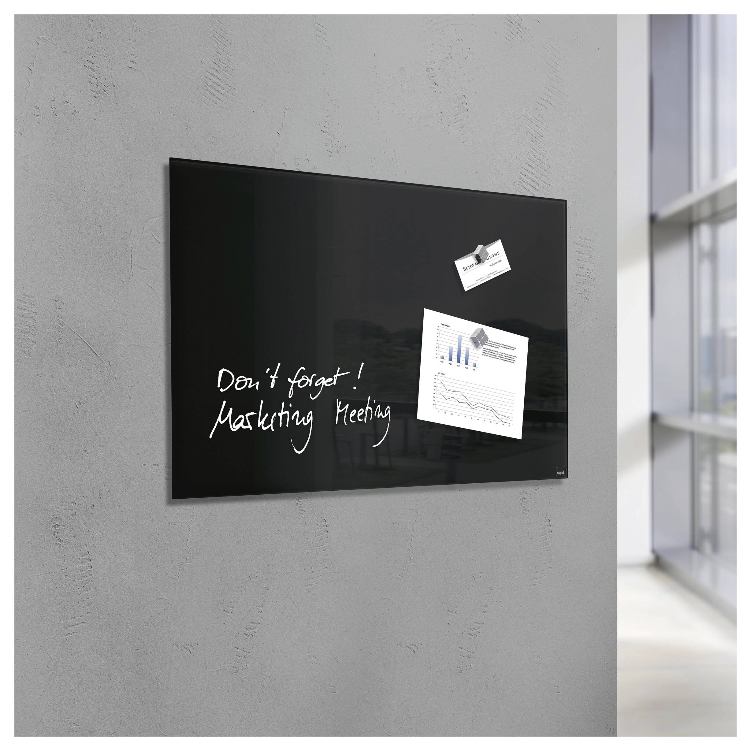 Sigel Tablero magnético de cristal Artverum Schwarz (Anch. x Alt.) 100 cm x 65 cm GL140-5