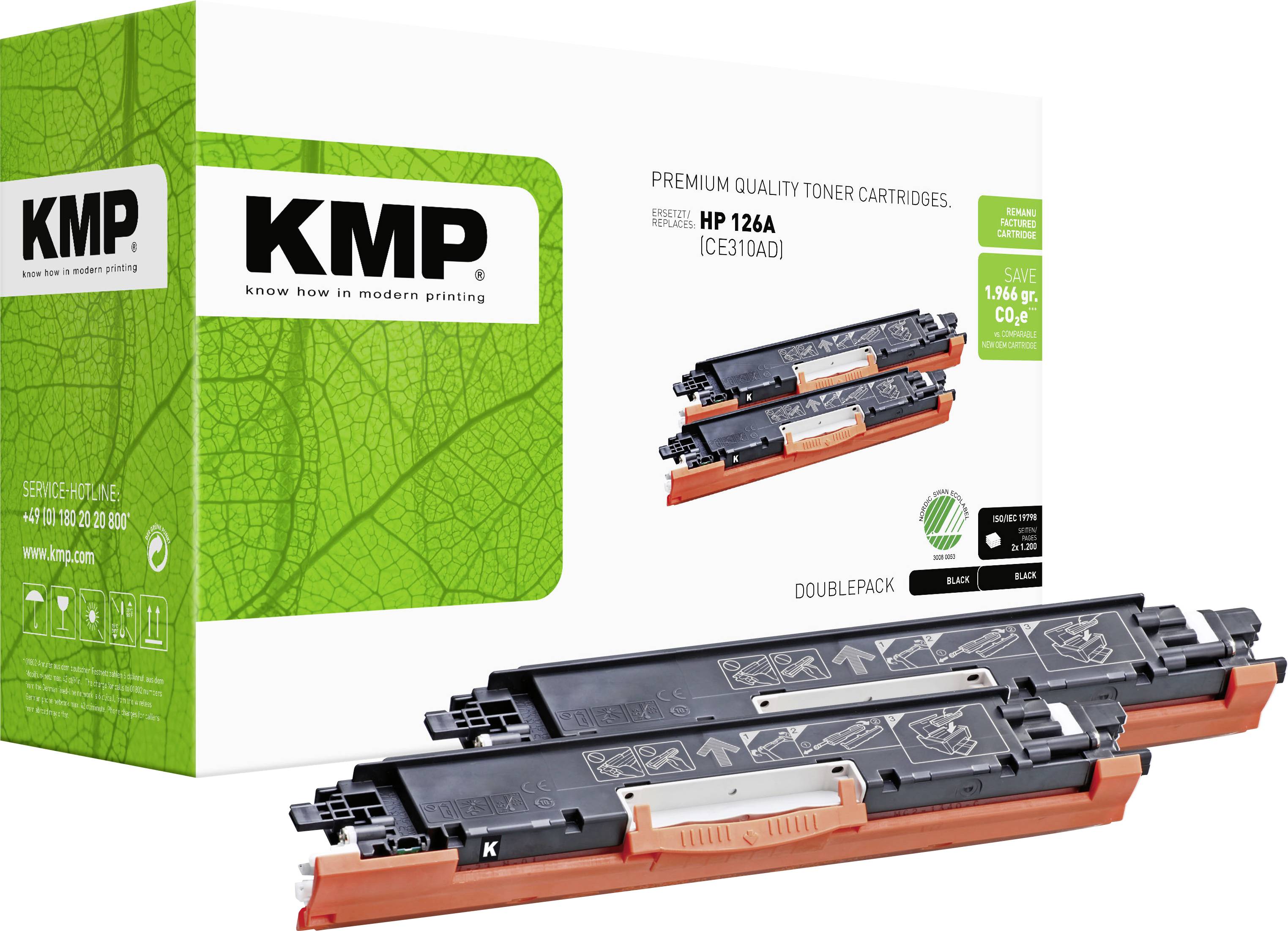 KMP Tóner reemplaza HP 126A, CE310A Compatible Dual Negro 2400 Lados H-T148D 1226,0021-0