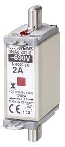 Siemens 3NA68026 Inserto de fusible Compatible con Tamaño de fusible 000 - 4 Tamaño de fusible = 0 2 A 690 V 3 UD(S).-0