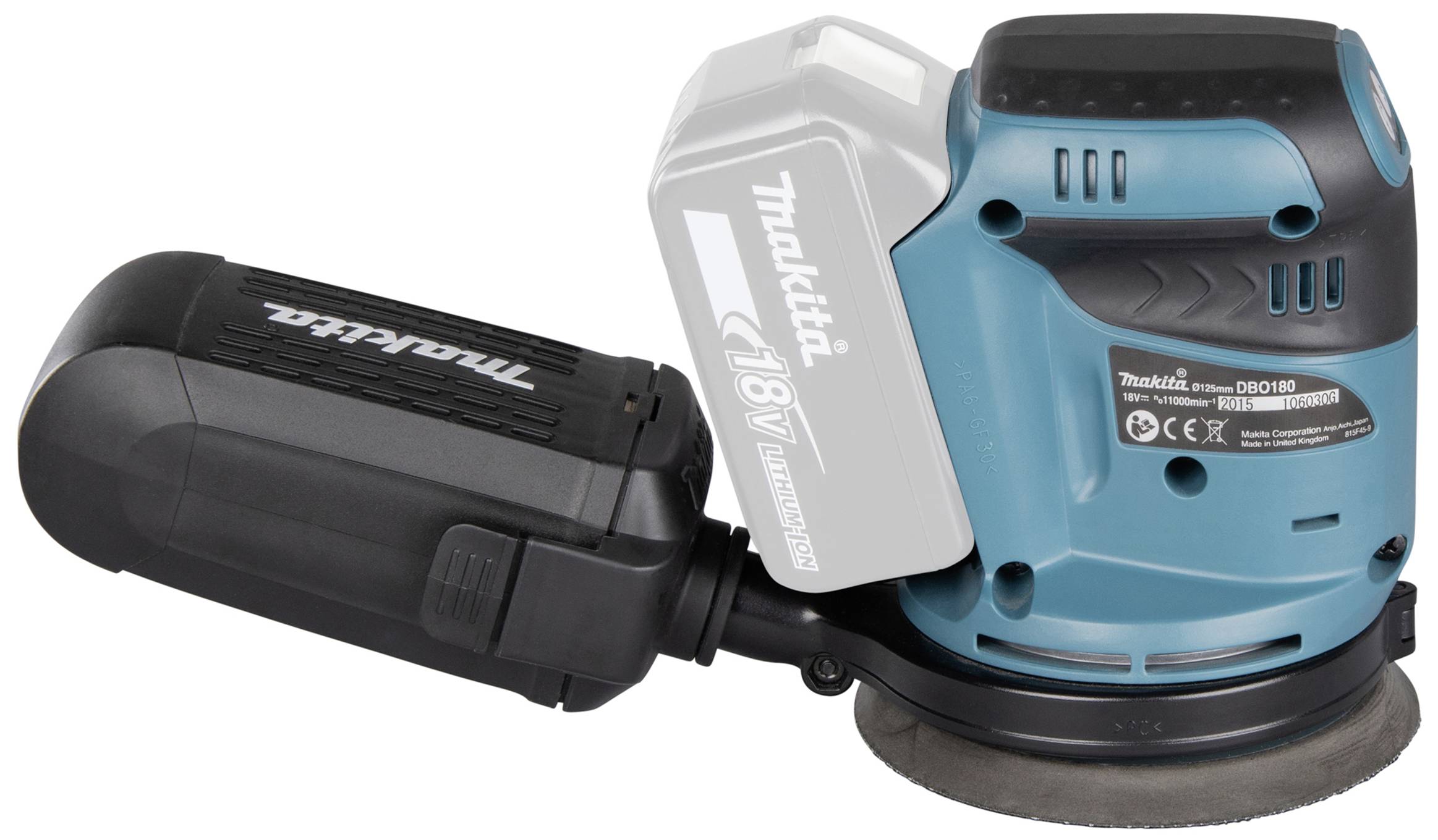 Makita DBO180Z+TO-10674222 Lijadora orbital a batería Sin batería 18 V Ø 125 mm-10