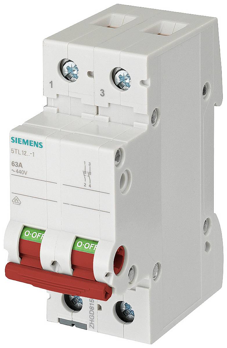 Interruptor de apagado Gris 100 A 2 contactos NA Siemens 5TL12911