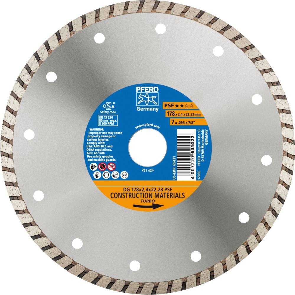PFERD TOOLS 68017222 Dg Psf Muela diamantada Diámetro 178 mm Ø de perforación 22.23 mm 1 UD(S).