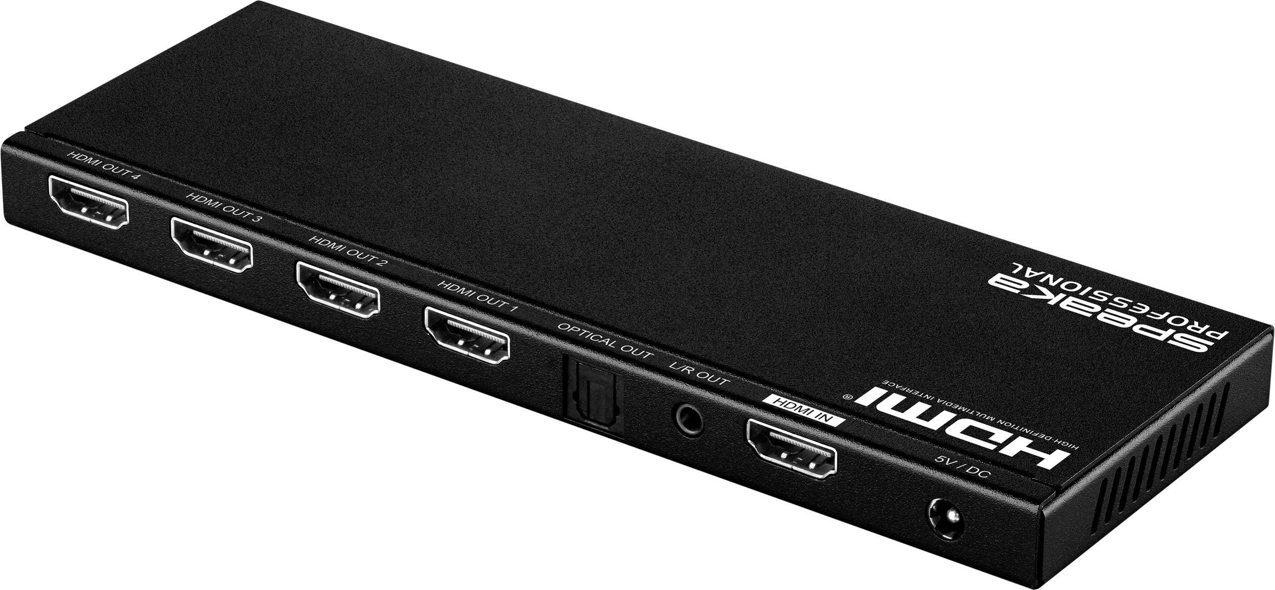 SpeaKa Professional 4 Port HDMI Splitter Con convertidor incorporado 4096 x 2160 Pixel Schwarz-0